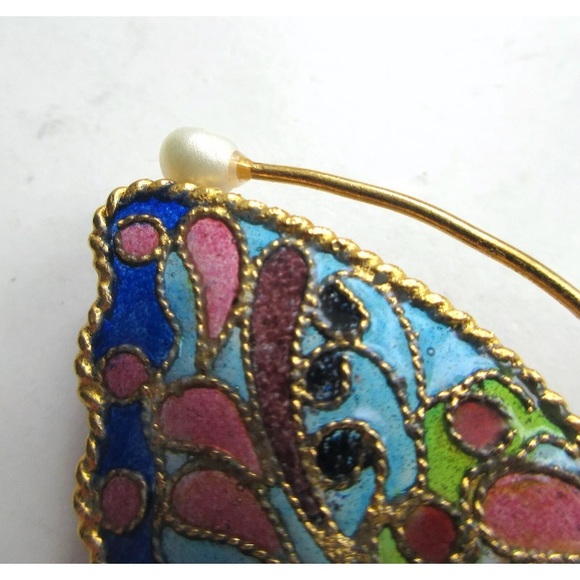 Vintage Plique ‘A Jour Enamel Butterfly Brooch - Picture 7 of 8
